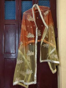 Elegant Orange Floral Print Gown
