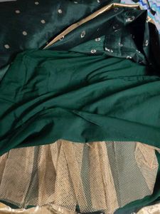 Elegant Green Anarkali Set with Gold Dupatta