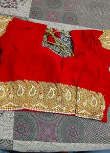 Hot Red Colour Saree With Blouse