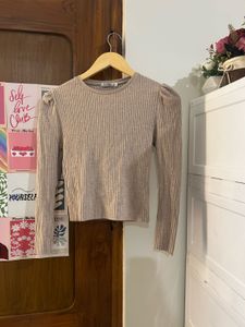 Ribbed Puff Sleeve Top