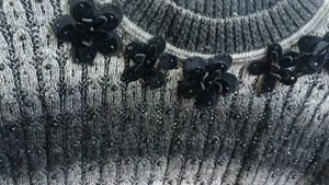 Black Gray Contrast Ponchu (11-12 Years Girls)