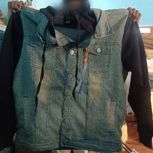 Denim Jacket with Hoodie m size