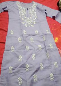 Beautiful Lavender chikankari Kurta with White Emb