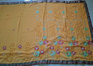 New light Yellow Chiffon Embroidery Saree✨