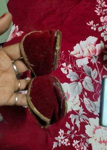 Red Velvet Juttis with Gold Trim