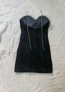 rhinestone Elegant Black Mini Dress