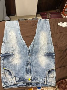 Men's Light Wash Cargo Jeans