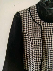 Vintage Houndstooth &amp; Velvet Dress