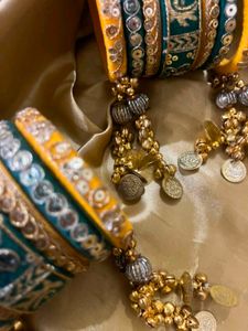Embellished Silk Bangles with Charms