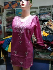 V Neck Embroidery Work Kurti