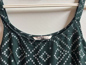 Green Printed Spaghetti ethnic Kurti