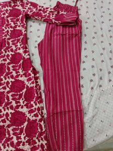Beautiful Pink Printed Kurta with Pants