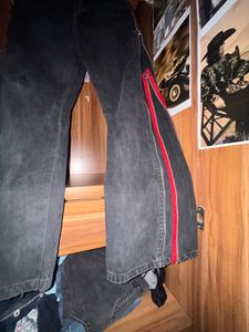 double zip up baggy jea