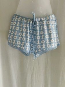 Cute Blue Floral Pajama Shorts