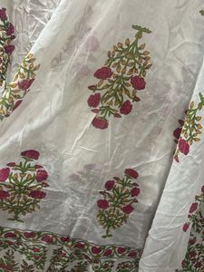 White Floral Print Kurta with Dupatta