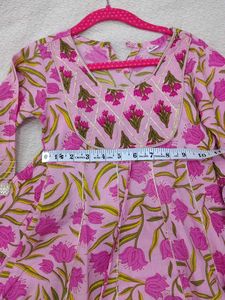 Beautiful Pink Floral Print Kurta Dress