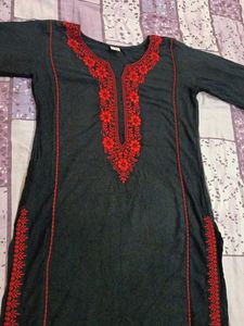Embroidered Black Kurta