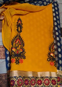 Elegant Blue Saree with Embellishments