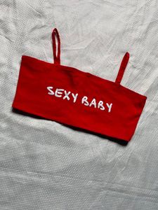 Red "Sexy Baby" Crop Top