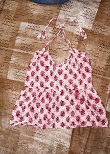Cute Pink Floral Halter Top