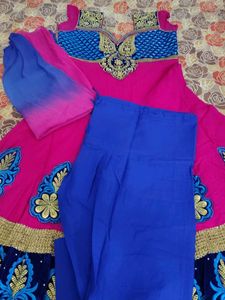 Beautiful Pink and Blue Anarkali Suit