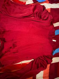 Elegant Red Pleated Top