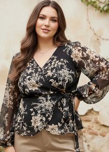 Chic Floral Wrap Blouse
