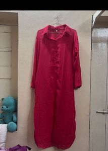 Elegant Fuchsia Shirt Dress