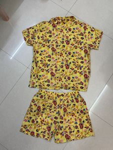 Co-Ord Vibrant Floral Print Short Sleeve Shirt