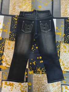 Embellished Denim Capri Pants