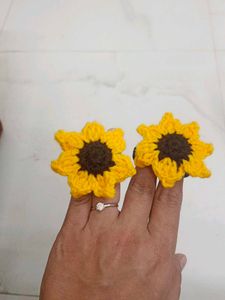 Sunflower Hair Ties - Crochet