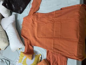 Elegant Orange Embroidered Kurta Set
