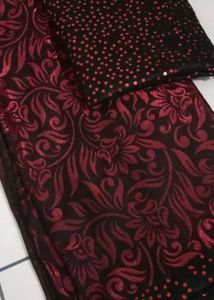 Elegant Red &amp; Black Floral Design Saree