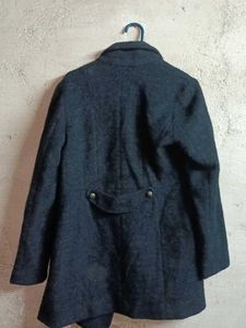 Dark Blue Wool Blend Coat