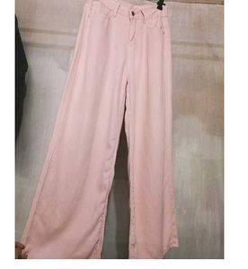 Pink Wide Leg Denim Jeans