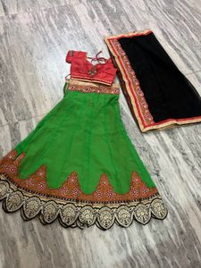 Vibrant Green Lehenga Choli Set for garba