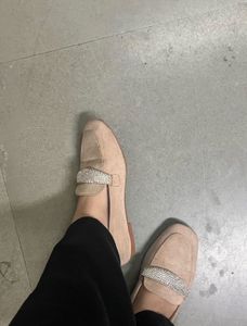 Stylish Beige Loafers with Embellishment