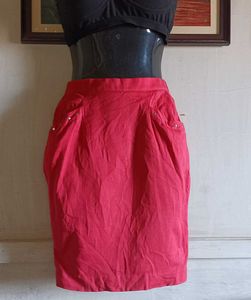 Chic Red Skirt with Embellishments