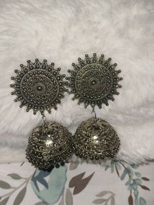 Boho Oxidised Jhumka Earrings