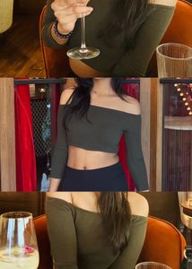 Olive Green Off-Shoulder Crop Top
