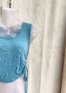 ruched sky blue top