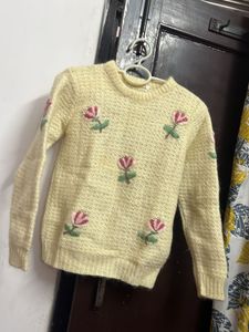 Floral Embroidered Knit Sweater