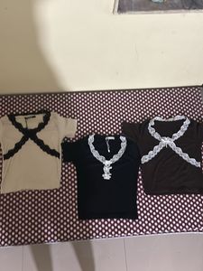Lace Trimmed Tops (Set of 3)
