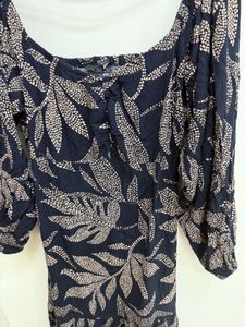 Shein Boho Leaf Print Square Neck Dress