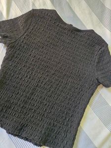 Chic Textured Black Crop Top