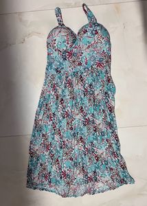 Strappy Blue White Combination Dress