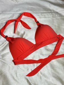 Bright Coral Halter Bikini Top