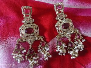 Exquisite Ruby and Pearl Earrings
