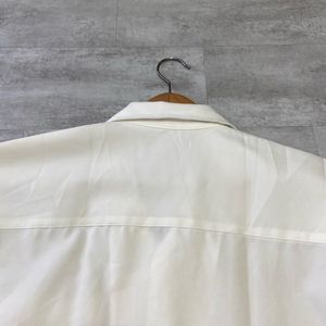 Men's Cream Short Sleeve Camp Collar Shirt