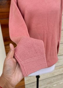 Unisex Waffle Knit Pullover Sweater
